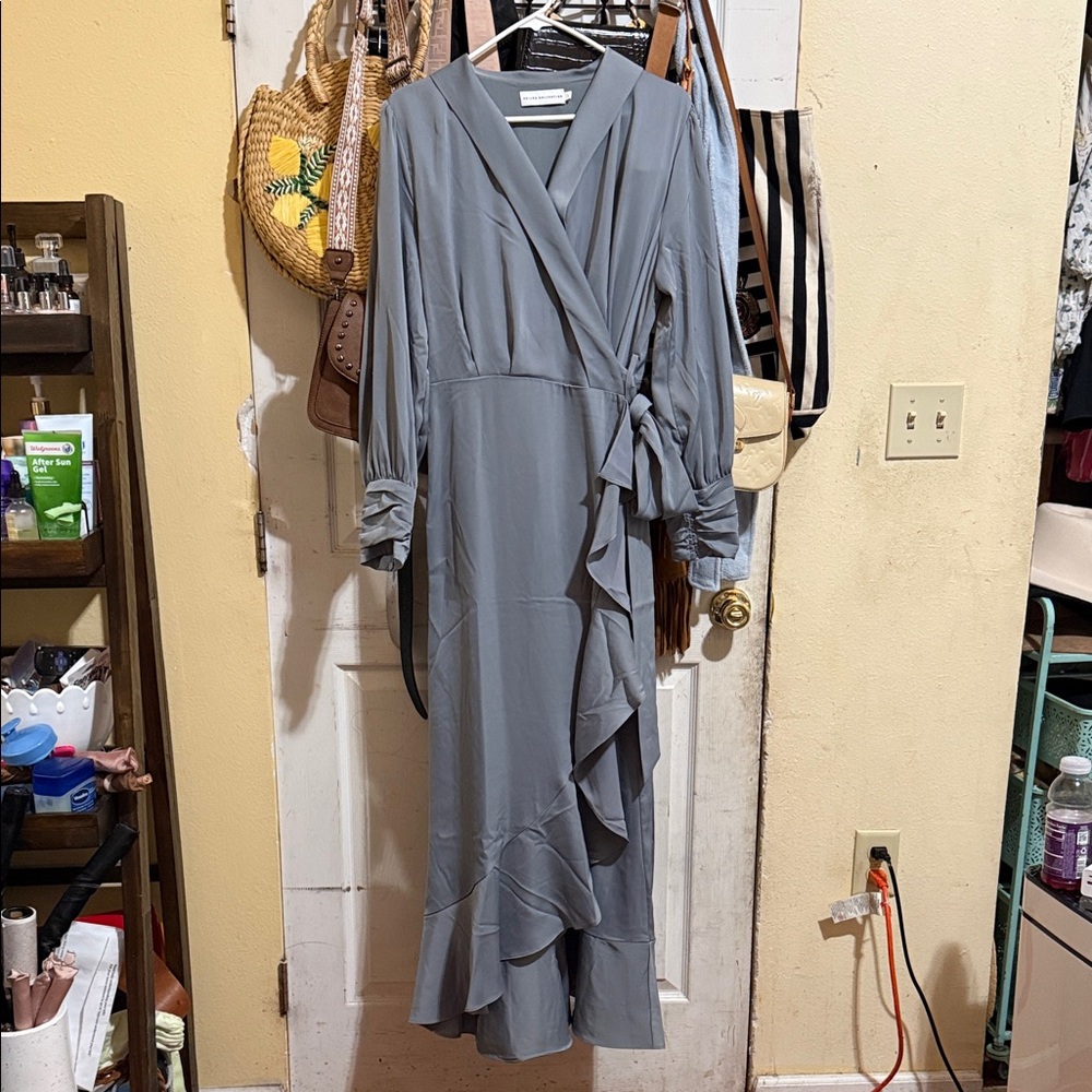 Chic Asymmetrical Gray Wrap Dress